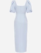 vices Rochie de seară cu croială dreaptă cu bufante și crăpătură pe picior Haza Albastră