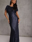 vices Rochie de seară cu paiete și mâneci fluture Ellinor Bleumarin