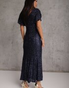 vices Rochie de seară cu paiete și mâneci fluture Ellinor Bleumarin