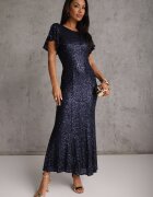 vices Rochie de seară cu paiete și mâneci fluture Ellinor Bleumarin
