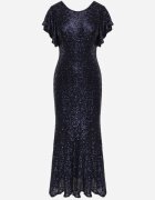 vices Rochie de seară cu paiete și mâneci fluture Ellinor Bleumarin