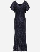 vices Rochie de seară cu paiete și mâneci fluture Ellinor Bleumarin