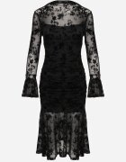 vices Rochie de seară din dantelă cu fronseuri și mâneci evazate Nishka Neagră