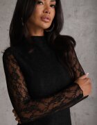 vices Rochie de seară din dantelă evazată cu mânecă lungă Jemiya Neagră