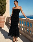 vices Rochie de seară fără spate cu imprimeu floral și șnur tip corset Inessa Neagră