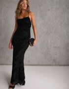 vices Rochie de seară fără spate cu imprimeu floral și șnur tip corset Inessa Neagră