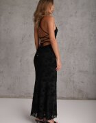 vices Rochie de seară fără spate cu imprimeu floral și șnur tip corset Inessa Neagră