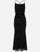 vices Rochie de seară fără spate cu imprimeu floral și șnur tip corset Inessa Neagră