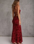 vices Rochie de seară fără spate cu imprimeu floral și șnur tip corset Inessa Roșie