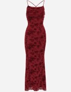vices Rochie de seară fără spate cu imprimeu floral și șnur tip corset Inessa Roșie