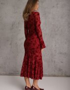 vices Rochie de seară roșie din plasă cu imprimeu floral din velur Azinene