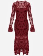 vices Rochie de seară roșie din plasă cu imprimeu floral din velur Azinene