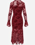 vices Rochie de seară roșie din plasă cu imprimeu floral din velur Azinene