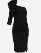 vices Rochie elegantă asimetrică cu ornament la umăr cu croială asortată Tesson Neagră