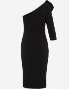 vices Rochie elegantă asimetrică cu ornament la umăr cu croială asortată Tesson Neagră