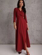 vices Rochie Elegantă Bordo cu croială petrecută Decorată cu aplicație în talie Zilendra