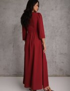 vices Rochie Elegantă Bordo cu croială petrecută Decorată cu aplicație în talie Zilendra