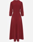 vices Rochie Elegantă Bordo cu croială petrecută Decorată cu aplicație în talie Zilendra