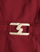 vices Rochie Elegantă Bordo cu croială petrecută Decorată cu aplicație în talie Zilendra