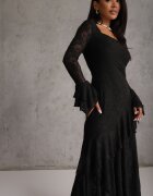 vices Rochie elegantă din dantelă decorată cu volane asimetrice Unassemia Neagră