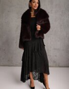 vices Rochie elegantă din dantelă decorată cu volane asimetrice Unassemia Neagră