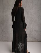 vices Rochie elegantă din dantelă decorată cu volane asimetrice Unassemia Neagră