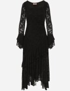 vices Rochie elegantă din dantelă decorată cu volane asimetrice Unassemia Neagră