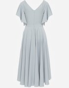 vices Rochie elegantă evazată decorată cu volane pe umeri Nessaza Albastră