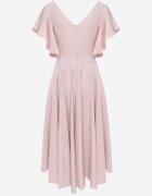 vices Rochie elegantă evazată decorată cu volane pe umeri Nessaza Roz