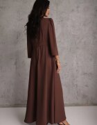 vices Rochie Elegantă Maro cu Croială Petrecută Decorată cu Aplicație în Talie Zilendra