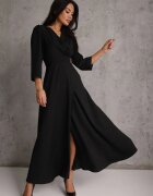 vices Rochie Elegantă Neagră cu croi petrecut decorată cu aplicație în talie Zilendra