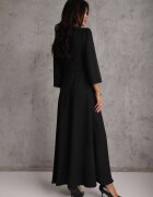 vices Rochie Elegantă Neagră cu croi petrecut decorată cu aplicație în talie Zilendra