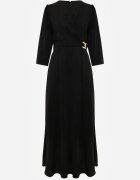 vices Rochie Elegantă Neagră cu croi petrecut decorată cu aplicație în talie Zilendra