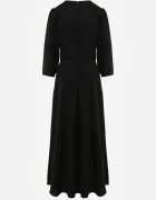 vices Rochie Elegantă Neagră cu croi petrecut decorată cu aplicație în talie Zilendra