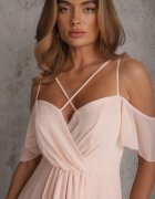 vices Rochie evazată maxi cu fason petrecut cu bretele subțiri roz Burwena