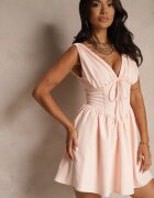 vices Rochie Evazată Roz Fără Mâneci Decorată cu fundă Folawenna