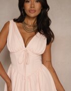 vices Rochie Evazată Roz Fără Mâneci Decorată cu fundă Folawenna