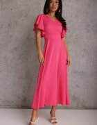 vices Rochie Fucsia cu croi evazat cu volane Bouchard