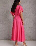 vices Rochie Fucsia cu croi evazat cu volane Bouchard