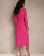 vices Rochie Fucsia de Cocktail Decorată cu perle și încrețituri Odarre