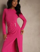 vices Rochie Fucsia de Cocktail Decorată cu perle și încrețituri Odarre