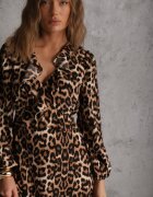 vices Rochie imprimeu leopard cu croială cloș și volane la decolteu Resarina