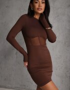 vices Rochie Maro Bodycon cu Inserție Transparentă Tip Corset Necotte