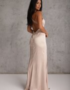 vices Rochie Maxi Bej din Satin cu Bretele Subțiri Annila