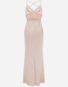 vices Rochie Maxi Bej din Satin cu Bretele Subțiri Annila
