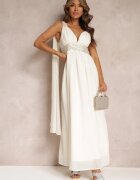 vices Rochie Maxi Bej Evazată Decorată cu Paiete cu Bretele Late Nedilva