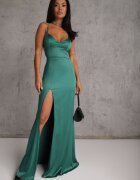 vices Rochie Maxi Verde din Material Satinat cu Bretele Subțiri Annila