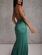 vices Rochie Maxi Verde din Material Satinat cu Bretele Subțiri Annila