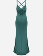 vices Rochie Maxi Verde din Material Satinat cu Bretele Subțiri Annila