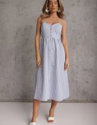 vices Rochie midi albastră în dungi decorată cu nasturi Eimam